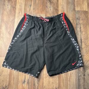 Nike Swim Trunks‎ Short's Men's Large Black Lined Breathable Surf Beach 6033